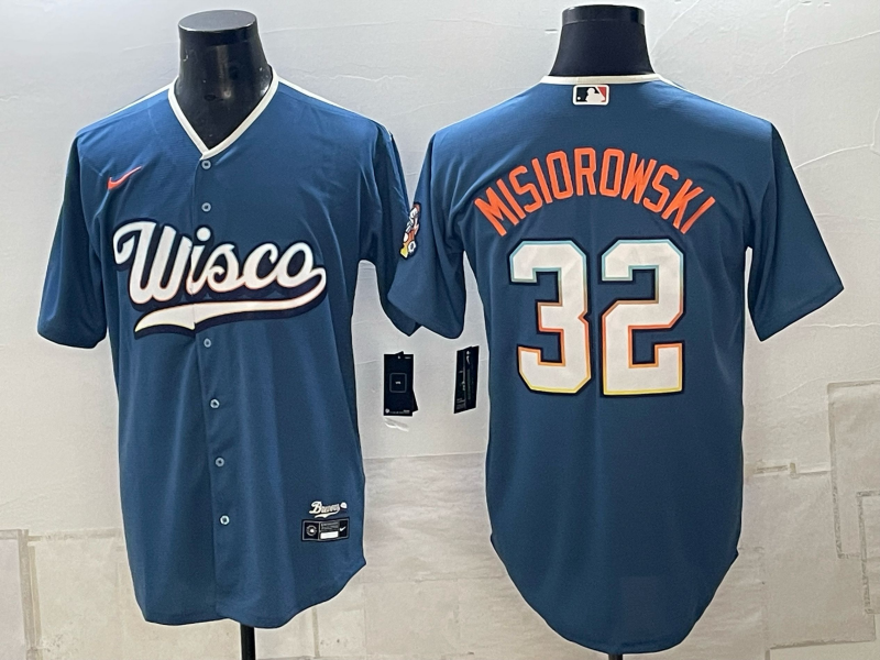 Men Milwaukee Brewers #32 Misiorowski blue Nike 2026 World Series MLB jersey 1023012->milwaukee brewers->MLB Jersey